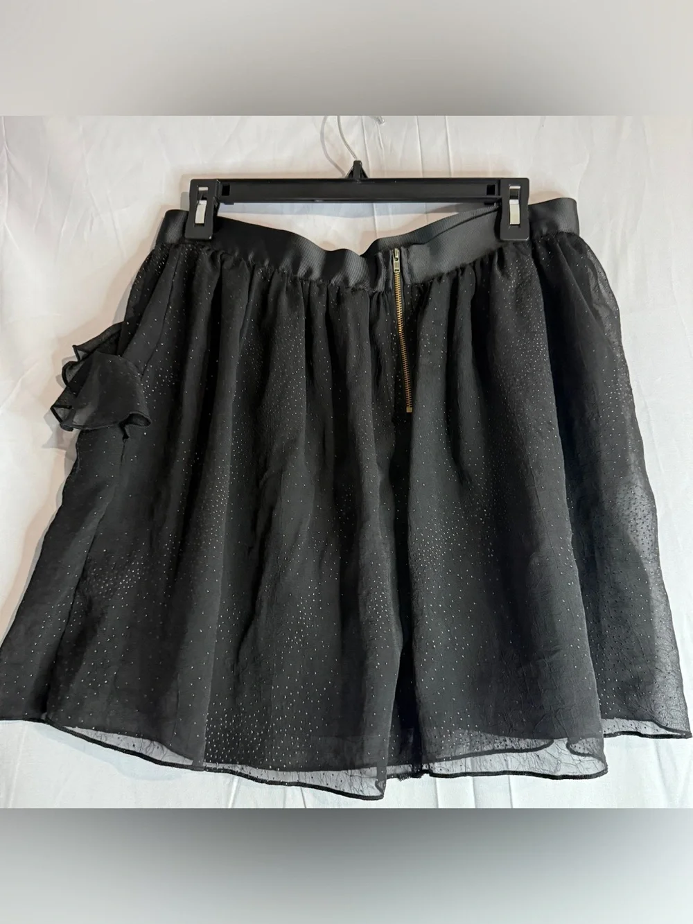 Saks Fifth Avenue Black Sparkle Layered Ruffle Skater Skirt